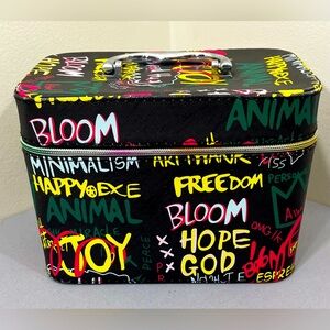 Trendy Graffiti Cosmetic Box with Zip Closure Includes Small Zip Purse
